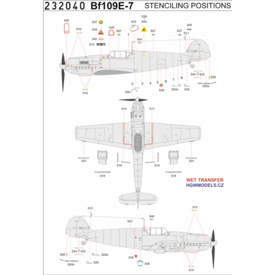 Hgw 232089 1/32 Decal For Bf109e-7 S9 And Fs Accessories For Aircraft