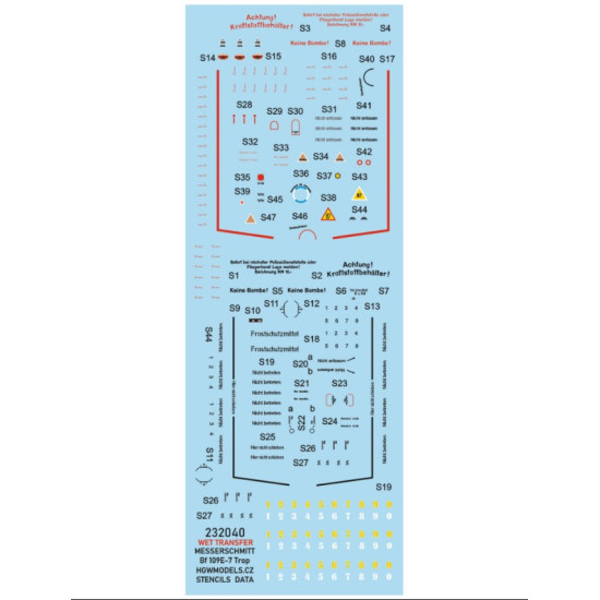 Hgw 232089 1/32 Decal For Bf109e-7 S9 And Fs Accessories For Aircraft