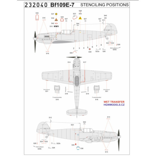 Hgw 232089 1/32 Decal For Bf109e-7 S9 And Fs Accessories For Aircraft