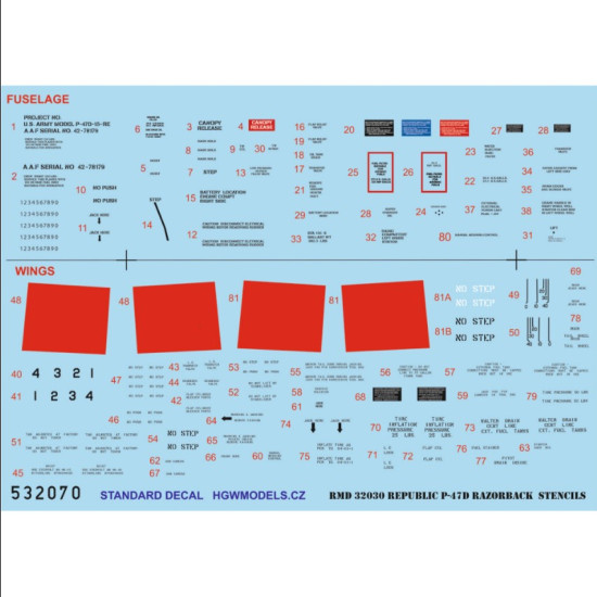 Hgw 532070 1/32 Decal For P-47d Razorback Accessories For Aircraft