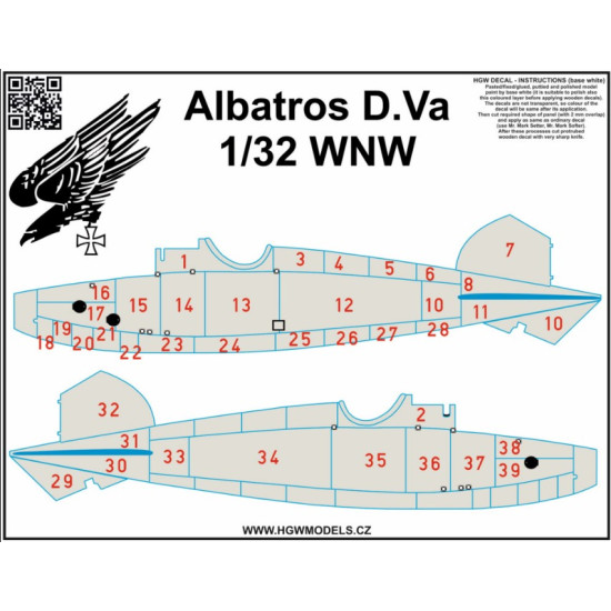 Hgw 532084 1/32 Decal For Albatros D.v Plywood Accessories For Aircraft