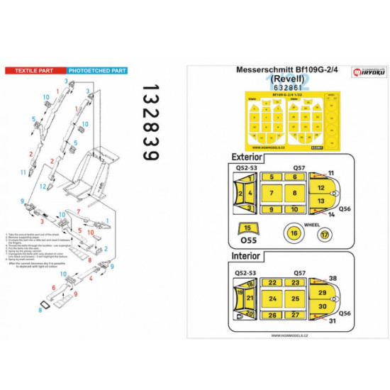 Hgw 132839 1/32 Seatbelts And Mask For Messerschmitt Bf109g-2/4 Basic Line