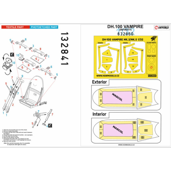 Hgw 132841 1/32 Seatbelts And Mask For Dh-100 Vampire Basic Line