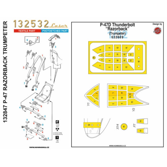 Hgw 132847 1/32 Seatbelts And Mask For P-47d Thunderbolt Razorback Basic Line For Trumpeter