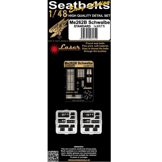 HGW 1/48 scale Me262B Schwalbe (Standard) seatbelts and PE buckles - 148575 HGW 1/48 scale Me262B Schwalbe (Standard) seatbelts and PE buckles - 148575