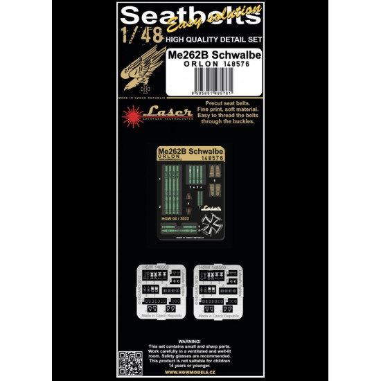 Hgw 148576 1/48 Seatbelts For Me262b Schwalbe Orlon Accessories For Aircraft Hgw 148576 1/48 Seatbelts For Me262b Schwalbe Orlon Accessories For Aircraft