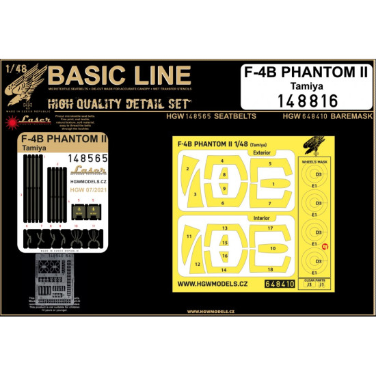 Hgw 148816 1/48 Seatbelts And Mask F-4b Phantom Ii Basic Line For Tamiya