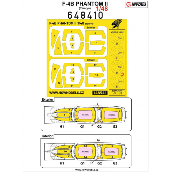 Hgw 148816 1/48 Seatbelts And Mask F-4b Phantom Ii Basic Line For Tamiya