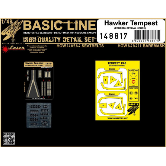 Hgw 148817 1/48 Seatbelts And Mask Hawker Tempest Basic Line Eduard Special Hobby