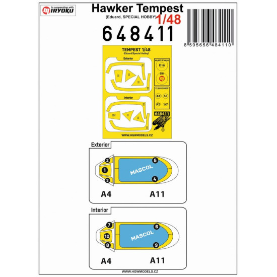 Hgw 148817 1/48 Seatbelts And Mask Hawker Tempest Basic Line Eduard Special Hobby