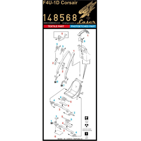 Hgw 148820 1/48 Seatbelts And Mask For F4u-1d Basic Line For Tamiya