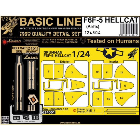 Hgw 124804 1/24 Seatbelts And Mask For F6f-5 Hellcat Microtextile Basic Line For Airfix Hgw 124804 1/24 Seatbelts And Mask For F6f-5 Hellcat Microtextile Basic Line For Airfix