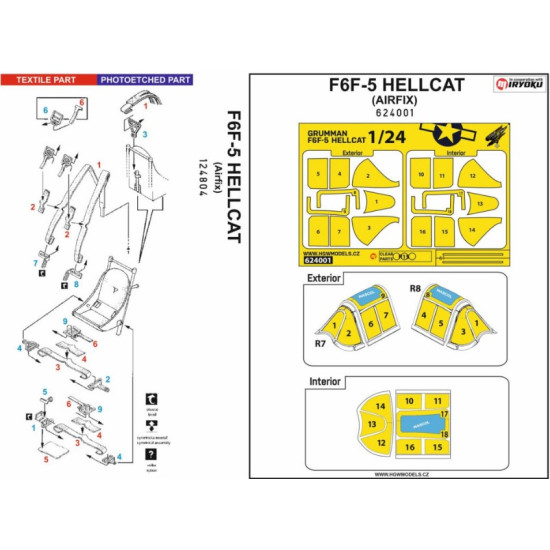 Hgw 124804 1/24 Seatbelts And Mask For F6f-5 Hellcat Microtextile Basic Line For Airfix Hgw 124804 1/24 Seatbelts And Mask For F6f-5 Hellcat Microtextile Basic Line For Airfix