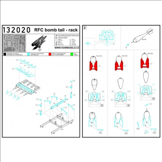 Hgw 132020 1/32 R.f.c. Bomb Tail-rack Photo-etched Set For Wingnut Wings