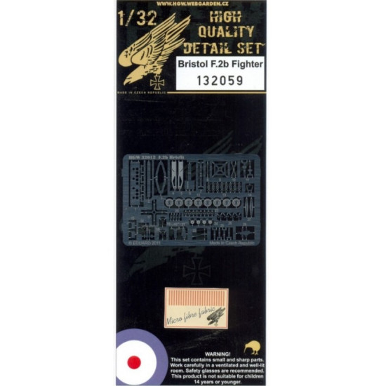 Hgw 132059 1/32 Bristol F.2b Fighter Detail Set Photo-etched And Fabric For Wingnut Wings Hgw 132059 1/32 Bristol F.2b Fighter Detail Set Photo-etched And Fabric For Wingnut Wings