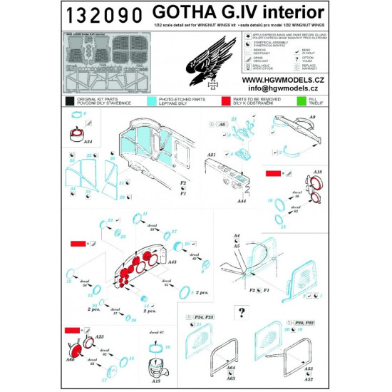 Hgw 132090 1/32 Gotha G.iv Interior Set Photo-etched Set For Wingnut Wings