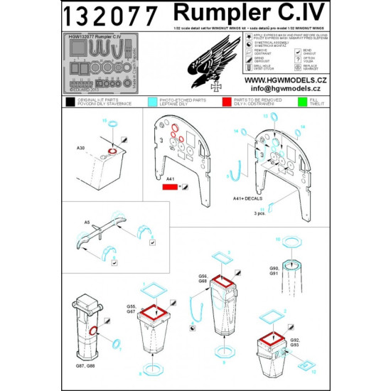 Hgw 132095 1/32 Rumpler C.iv Super Detail Set For Wingnut Wings