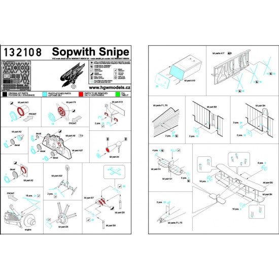Hgw 132110 1/32 Sopwith Snipe Late Version Super Detail Set For Wingnut Wings Hgw 132110 1/32 Sopwith Snipe Late Version Super Detail Set For Wingnut Wings