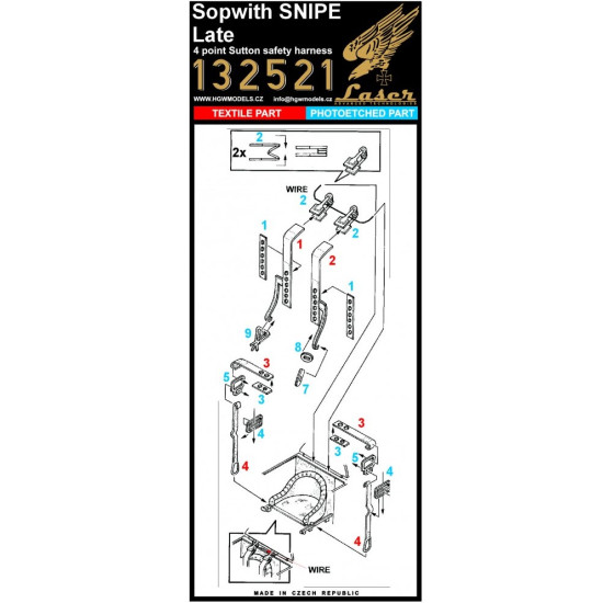 Hgw 132110 1/32 Sopwith Snipe Late Version Super Detail Set For Wingnut Wings Hgw 132110 1/32 Sopwith Snipe Late Version Super Detail Set For Wingnut Wings