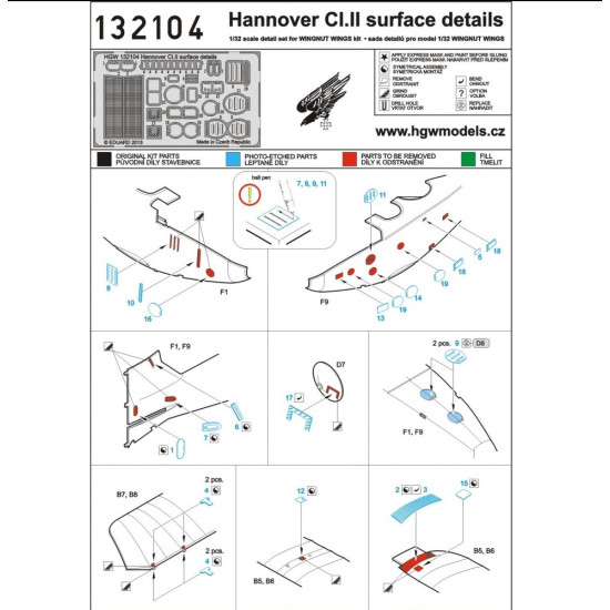 Hgw 132111 1/32 Hannover Cl.ii Photo-etched Set For Wingnut Wings