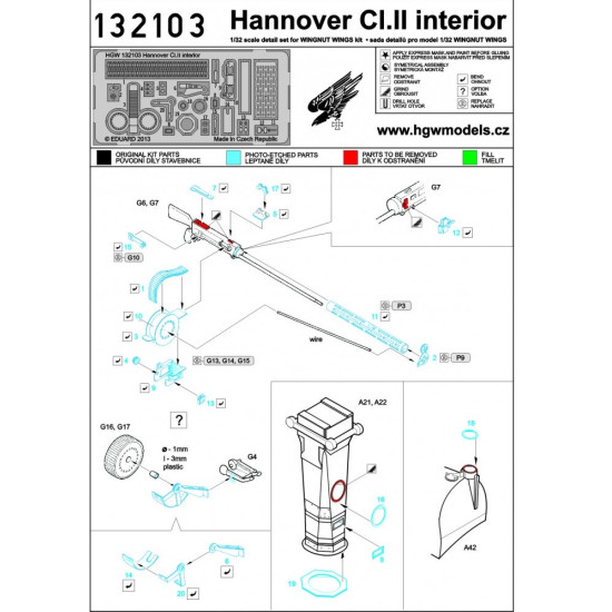 Hgw 132111 1/32 Hannover Cl.ii Photo-etched Set For Wingnut Wings