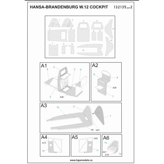 Hgw 132135 1/32 Hansa-brandenburg W.12 Photo-etched Parts For Wingnut Wings