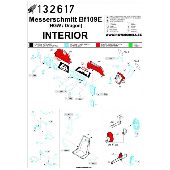 Hgw 132617 1/32 Messerschmitt Bf 109e Interior For Hgw And Dragon Photo-etched
