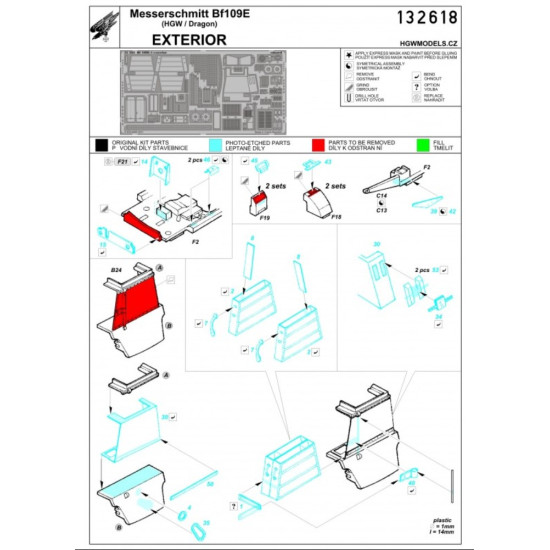 Hgw 132618 1/32 Messerschmitt Bf 109e Exterior For Hgw And Dragon Photo-etched