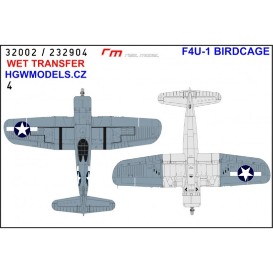 Hgw 232904 1/32 Decal For F4u-1 Birdcage Wet Transfer Accessories For Aircraft