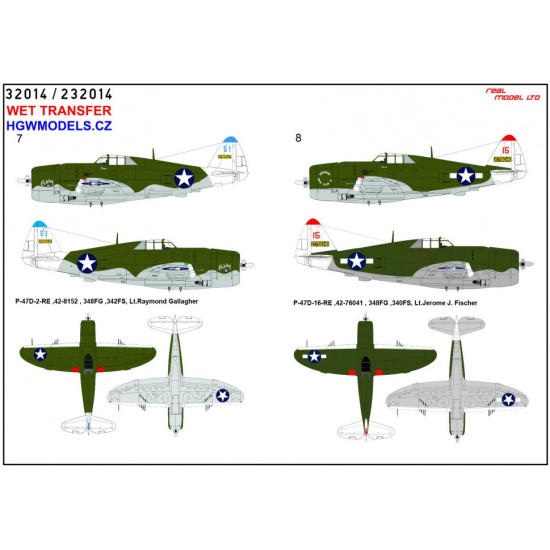 Hgw 232914 1/32 Decal For P-47d Razorback Over New Guinea Pt.1 Wet Transfer Accessories For Aircraft