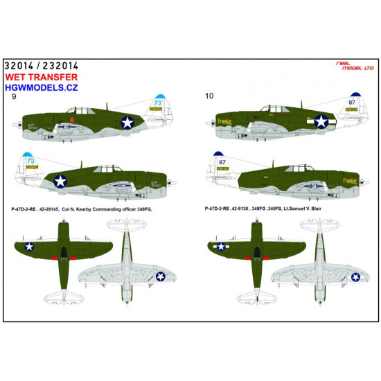 Hgw 232914 1/32 Decal For P-47d Razorback Over New Guinea Pt.1 Wet Transfer Accessories For Aircraft