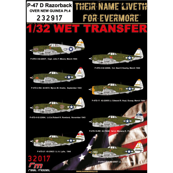 Hgw 232917 1/32 Decal For P-47d Razorback Over New Guinea, Pt.4 Wet Transfer Accessories For Aircraft