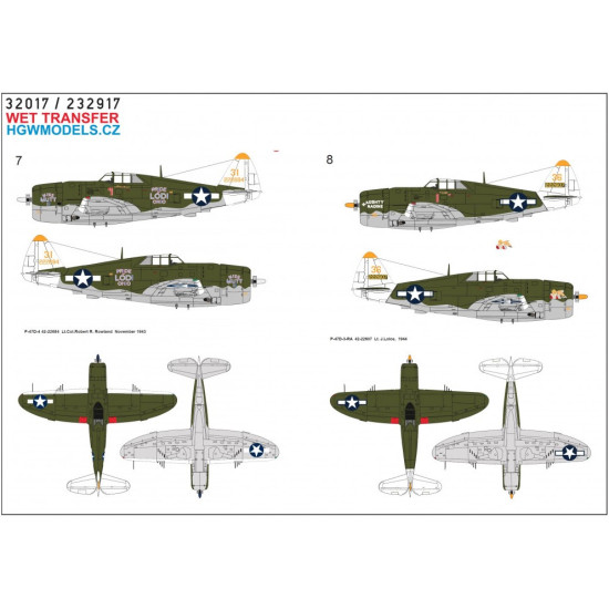 Hgw 232917 1/32 Decal For P-47d Razorback Over New Guinea, Pt.4 Wet Transfer Accessories For Aircraft