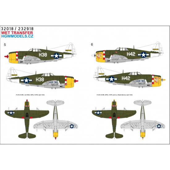 Hgw 232918 1/32 Decal For P-47d 58th Over New Guinea Wet Transfer
