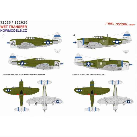 Hgw 232920 1/32 Decal For P-47d Razorback Over Saipan Wet Transfer