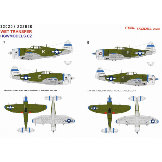 Hgw 232920 1/32 Decal For P-47d Razorback Over Saipan Wet Transfer