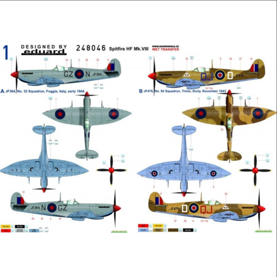 Hgw 248046 1/48 Decal For Supermarine Spitfire Hf Mk.viii Wet Transfer