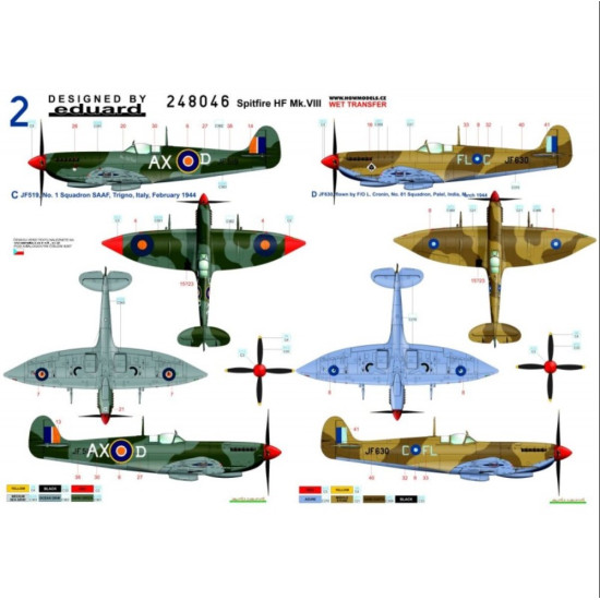 Hgw 248046 1/48 Decal For Supermarine Spitfire Hf Mk.viii Wet Transfer