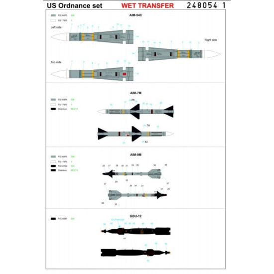 Hgw 248054 1/48 Decal For Us Ordnance Set Wet Transfer Accessories For Aircraft