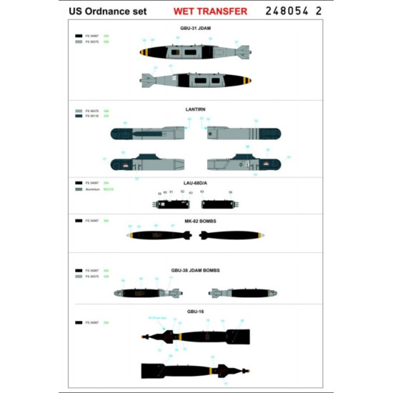 Hgw 248054 1/48 Decal For Us Ordnance Set Wet Transfer Accessories For Aircraft
