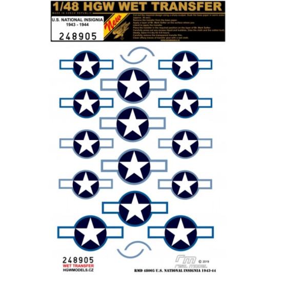 Hgw 248905 1/48 Decal U.s. National Insigna 1943-1944 Wet Transfer