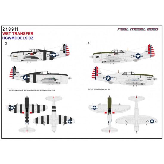 Hgw 248911 1/48 Decal For P-47d Razorback In The Pacific Wet Transfer