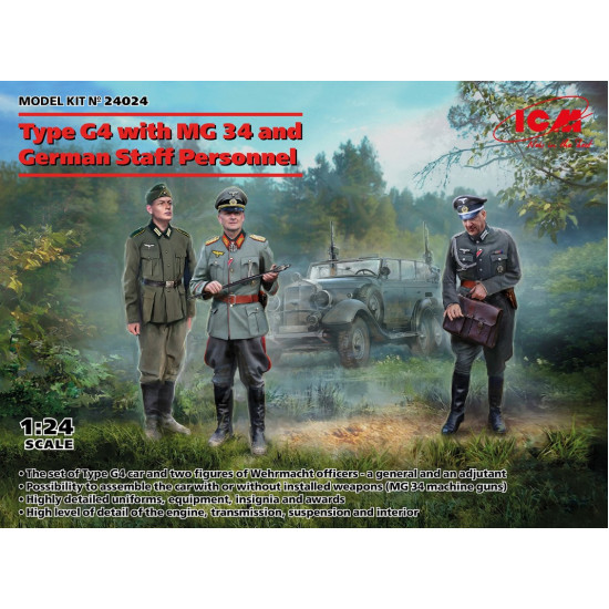 Icm 24024 1/24 Type G4 With Mg 34 And German Staff Personnel Plastic Model Kit