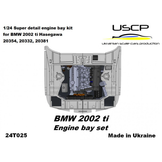 Uscp 24t025 1/24 Bmw 2002ti Engine Bay Super Detail Set Resin Kit