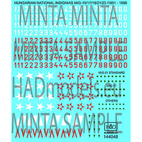 Had Models 144048 1/144 Decal For Hungarian National Insignias Magyar Felsegjelek Es Szamsorok 1958