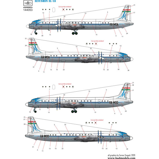 Had Models 144053 1/144 Decal For Il-18 Retro 60s Years Malev