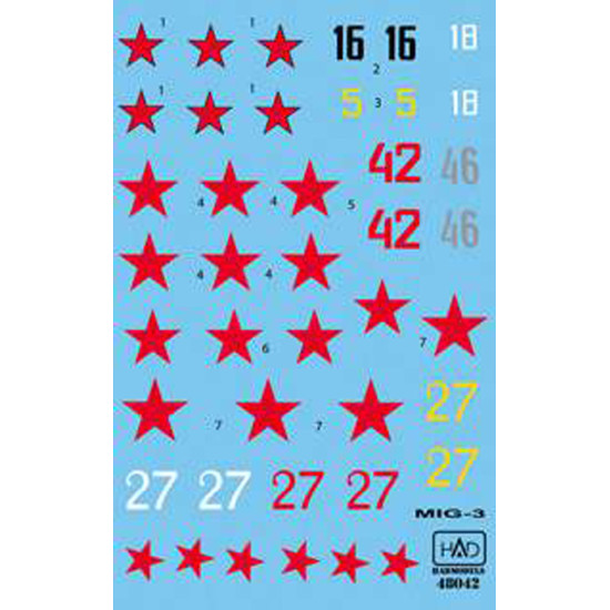 Had Models 72042 1/72 Decal For Mig-3 Silver 46 White 18 Black 16 Red 42 Red 27 Had Models 72042 1/72 Decal For Mig-3 Silver 46 White 18 Black 16 Red 42 Red 27