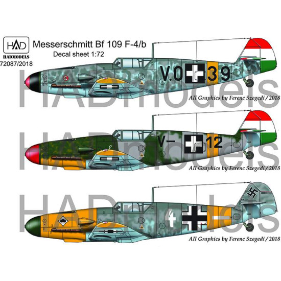 Had Models 72087/2018 1/72 Decal For Messershmitt Bf 109 F-4/B