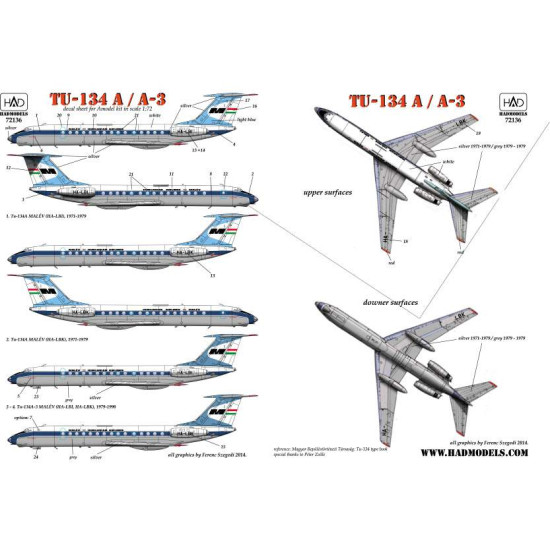 Had Models 72136 1/72 Decal For Tu-134a Malev Accessories Kit