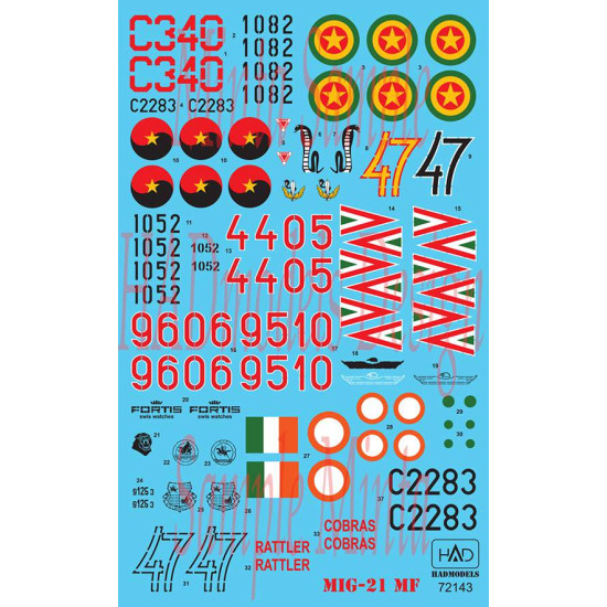 Had Models 72143 1/72 Decal For Mig-21mf Accessories Kit